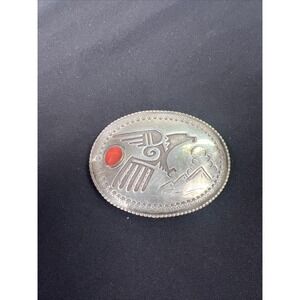 Vintage Native American Navajo A Sterling Silver/ Red Stone Coral